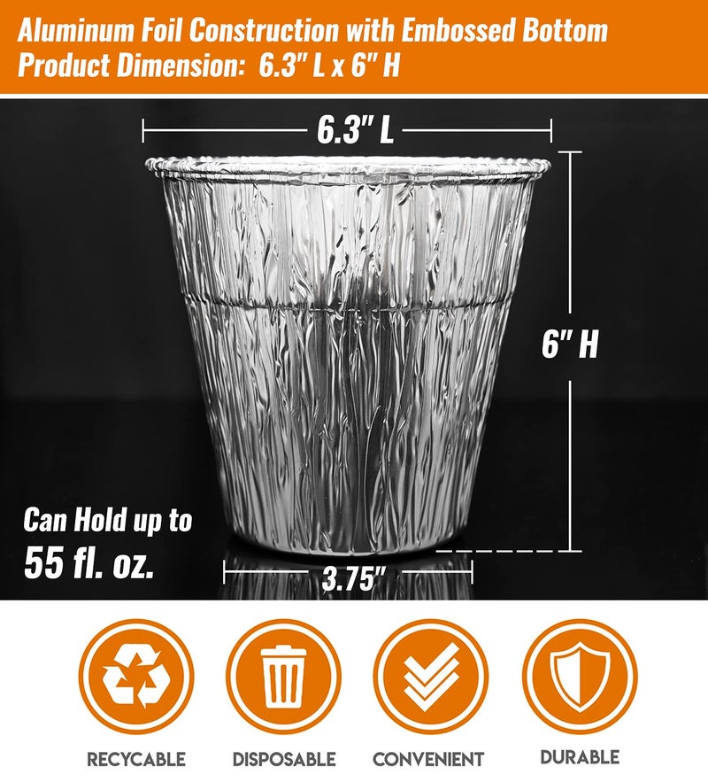NUPICK 24 Pack Grease Bucket Liner Compatible for Pit Boss Grills 67292 Foil  Oklahoma Joe's 9518545P06  Z Grill Bucket  Recteq Large Bucket  etc. 6.3  x 6.0   Disposable Aluminum - Image 2